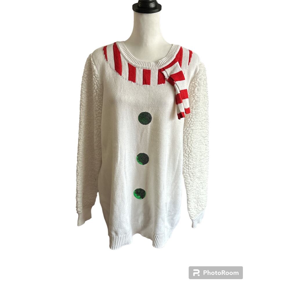 No Comment NY-LA White Snowman Sweater XL